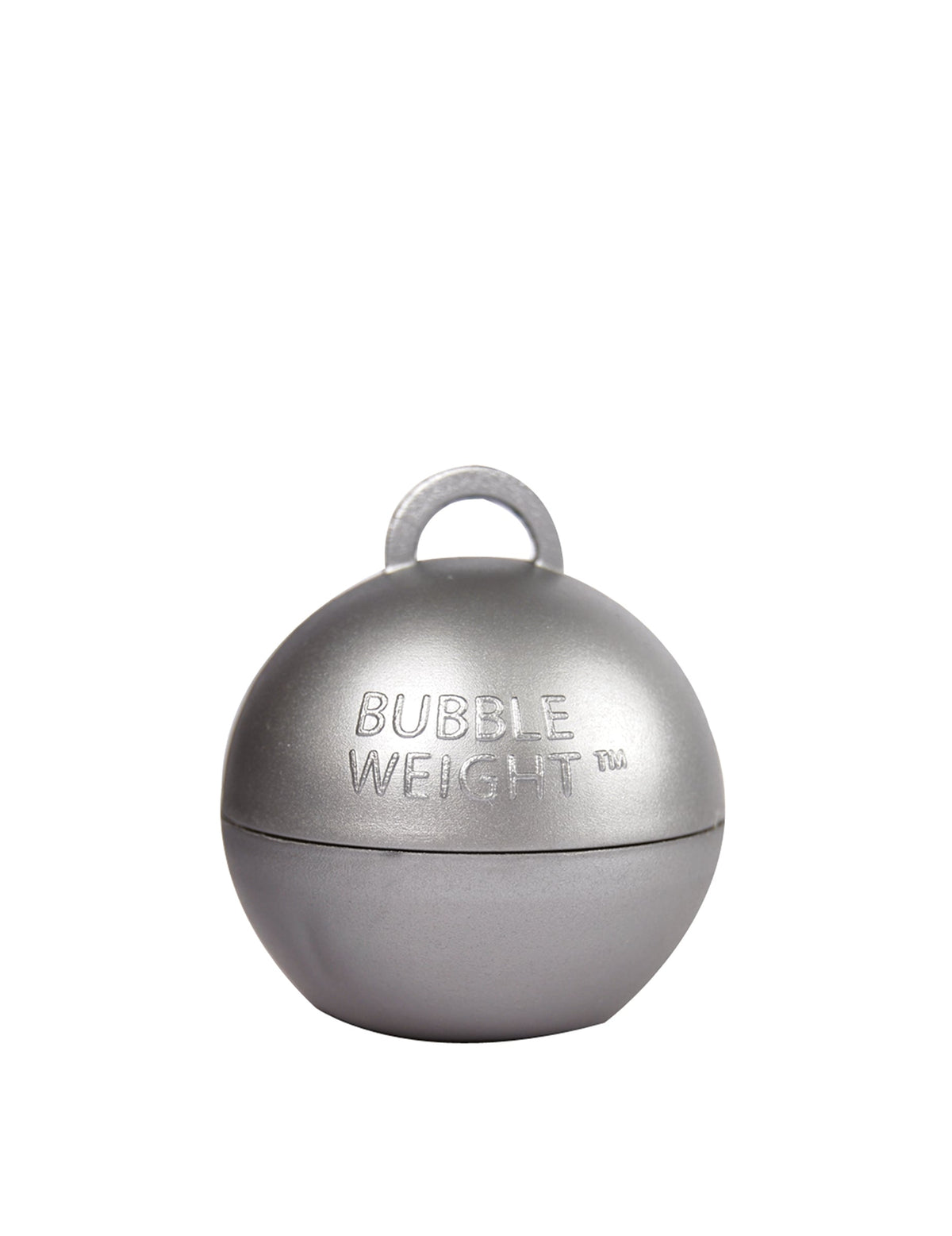 Gros plan sur l'inscription et l'attache du poids pour ballon hélium pour fête argent