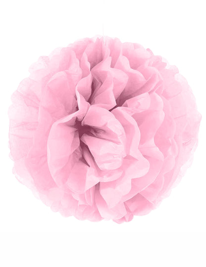 Pompon à suspendre en papier pour fête rose