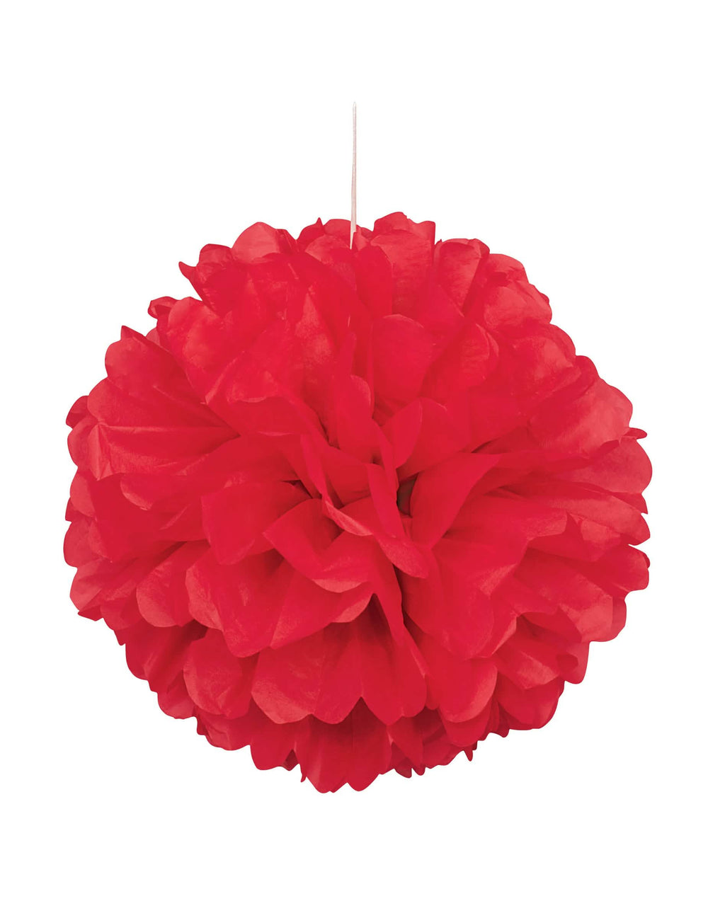 Pompom para suspender em papel vermelho