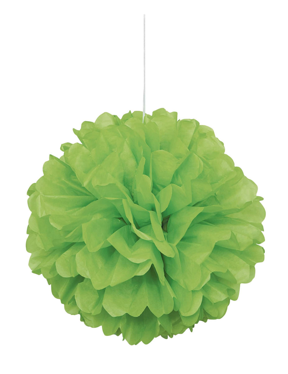 Pompom para suspender em papel de seda verde limão
