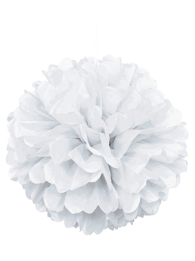 Pompon en papier pour décoration blanc à suspendre