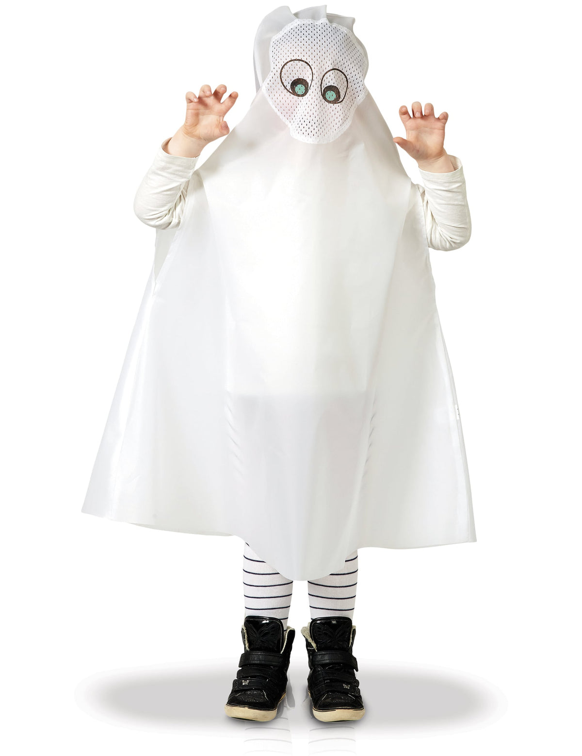 Poncho fantôme pour enfant blanc avec visage en filet