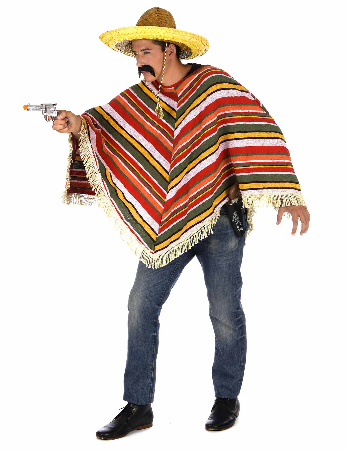 Vue de profil du poncho mexicain pour adulte