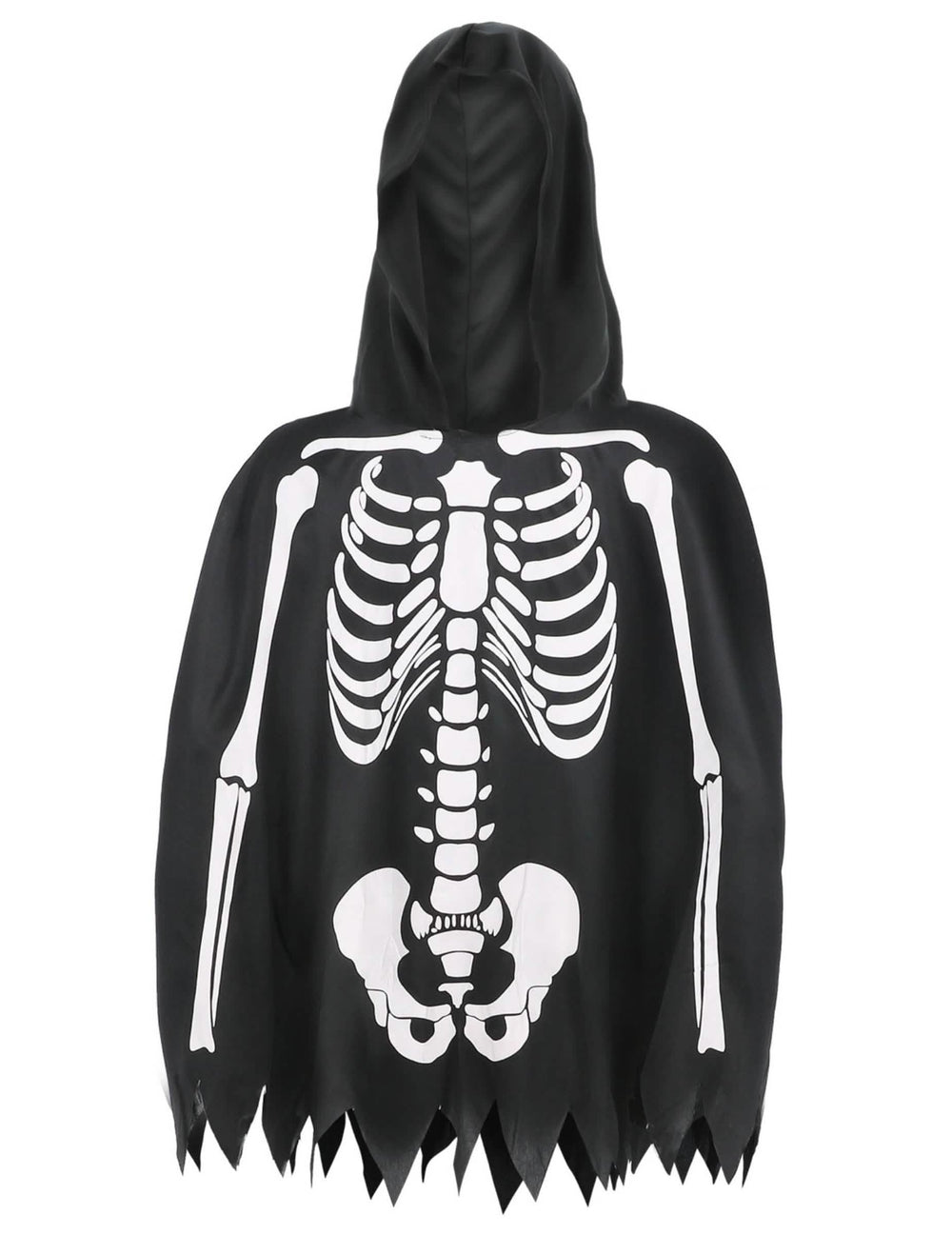 Detalhe do estampado do poncho esqueleto adulto