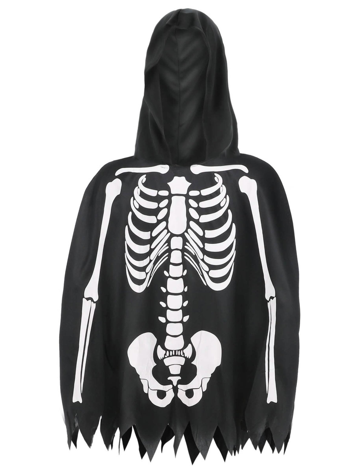 Detalhe do estampado do poncho esqueleto adulto