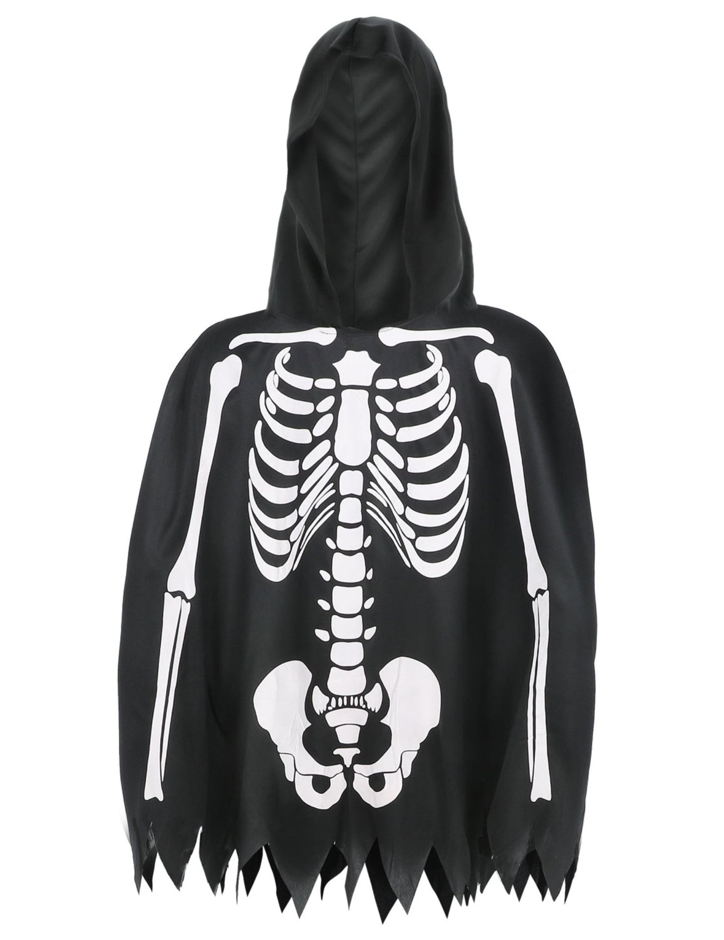 Détail de l'imprimé du poncho squelette pour adulte