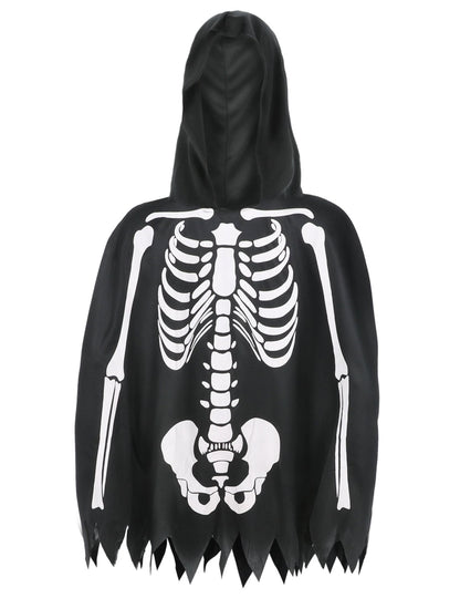 Détail de l'imprimé du poncho squelette pour adulte
