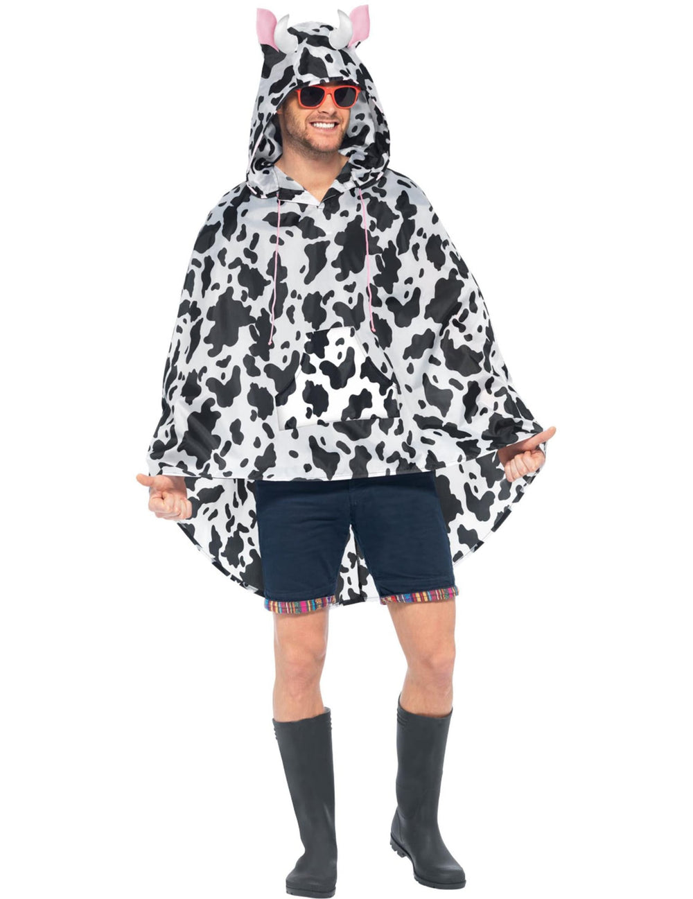 Vue de face du poncho vache pour adulte