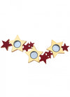 Porte bougie étoiles pour décoration de Noël rouge et or en bois et métal