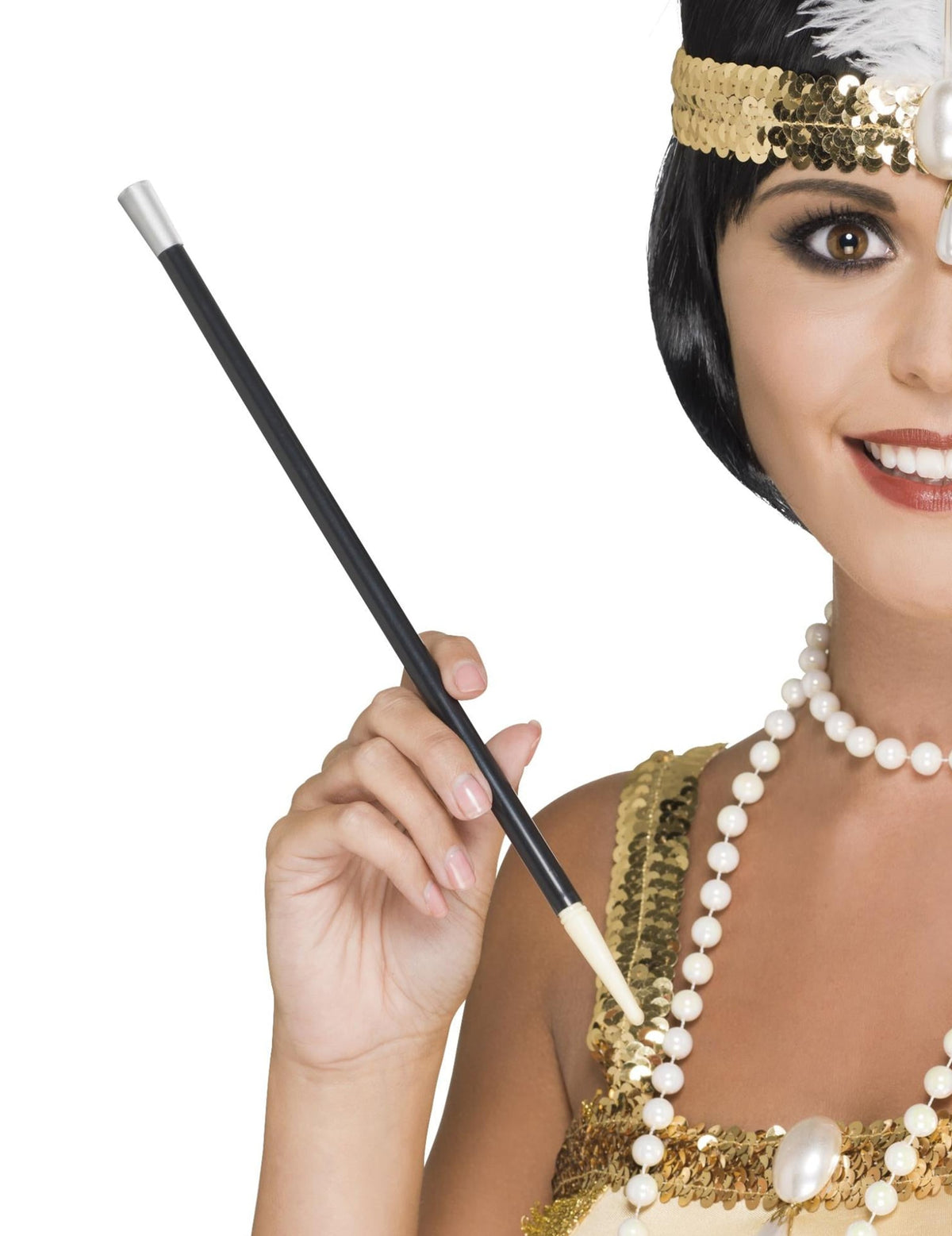 Porte cigarette cabaret pour adulte noir avec embout argenté et blanc