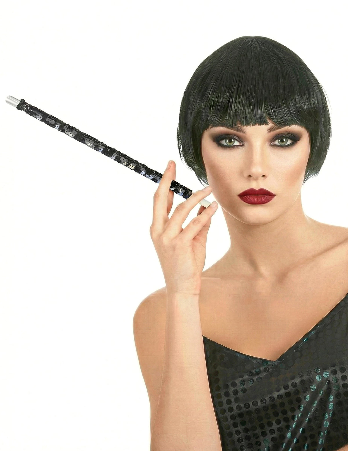 Porte cigarette charleston à sequins pour adulte noir