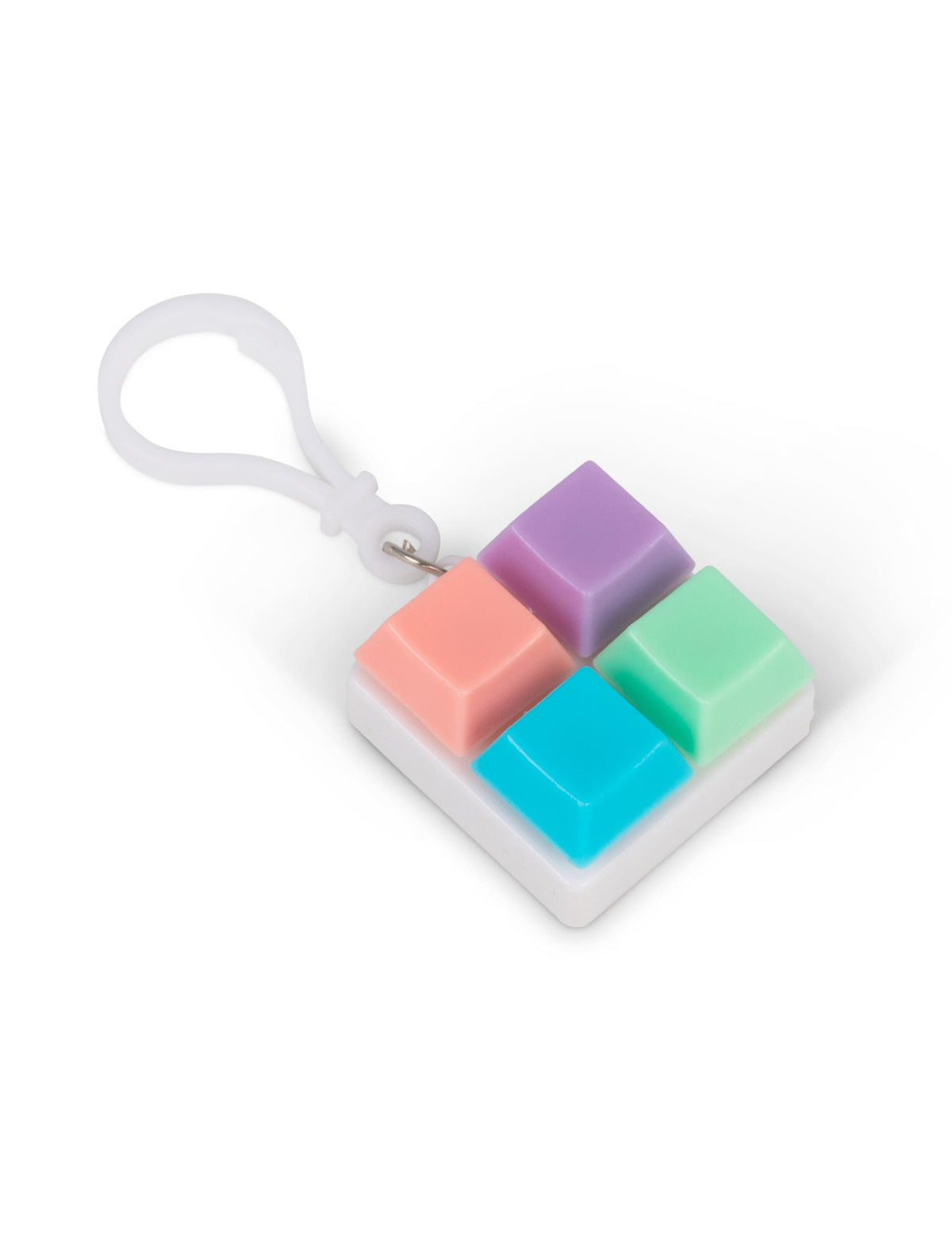 Vue de trois-quarts du porte-clés clavier fidget