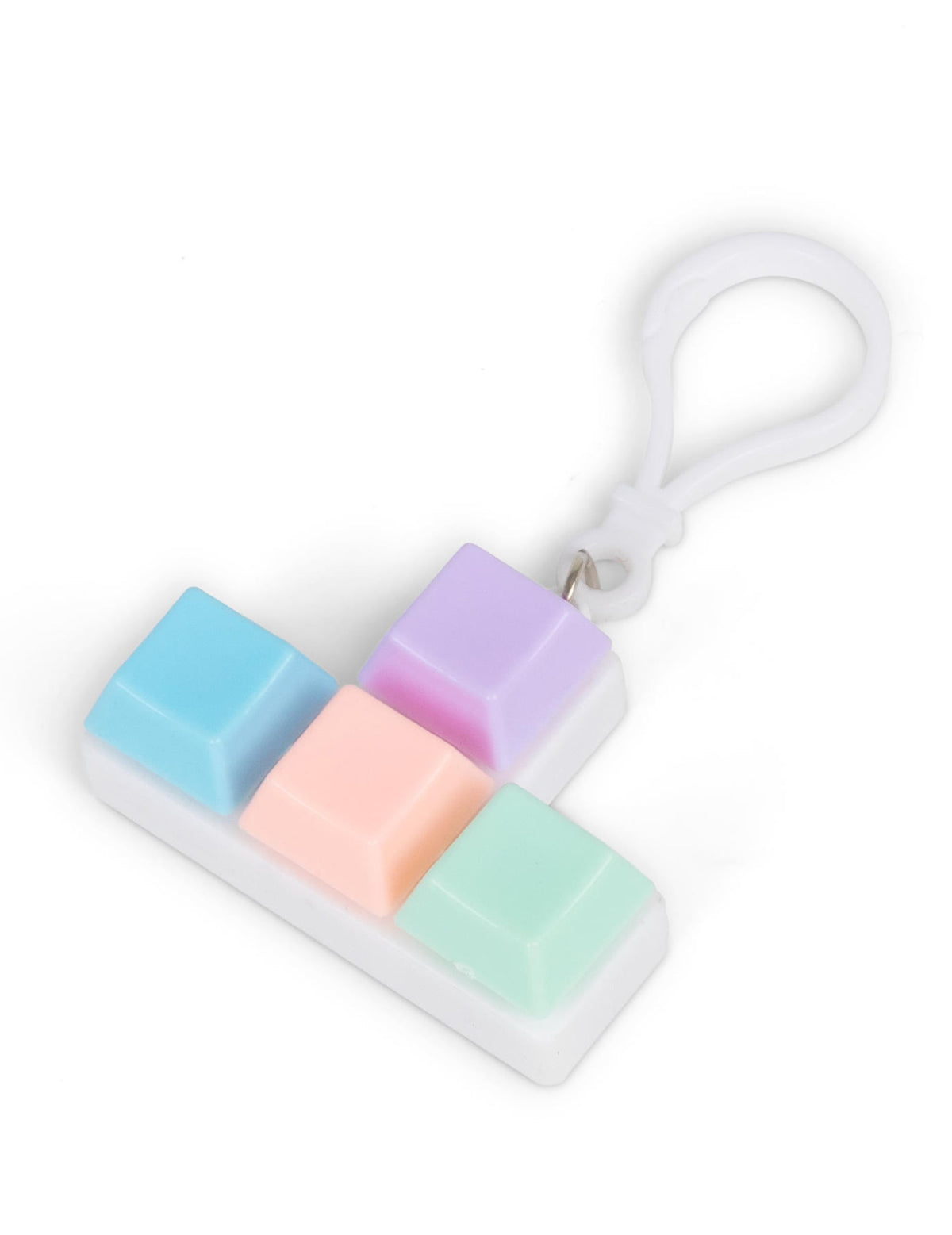Détail des touches pastel du porte-clés clavier fidget