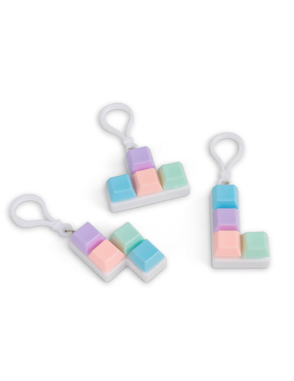 Assortiment des trois modèles du porte-clés clavier fidget