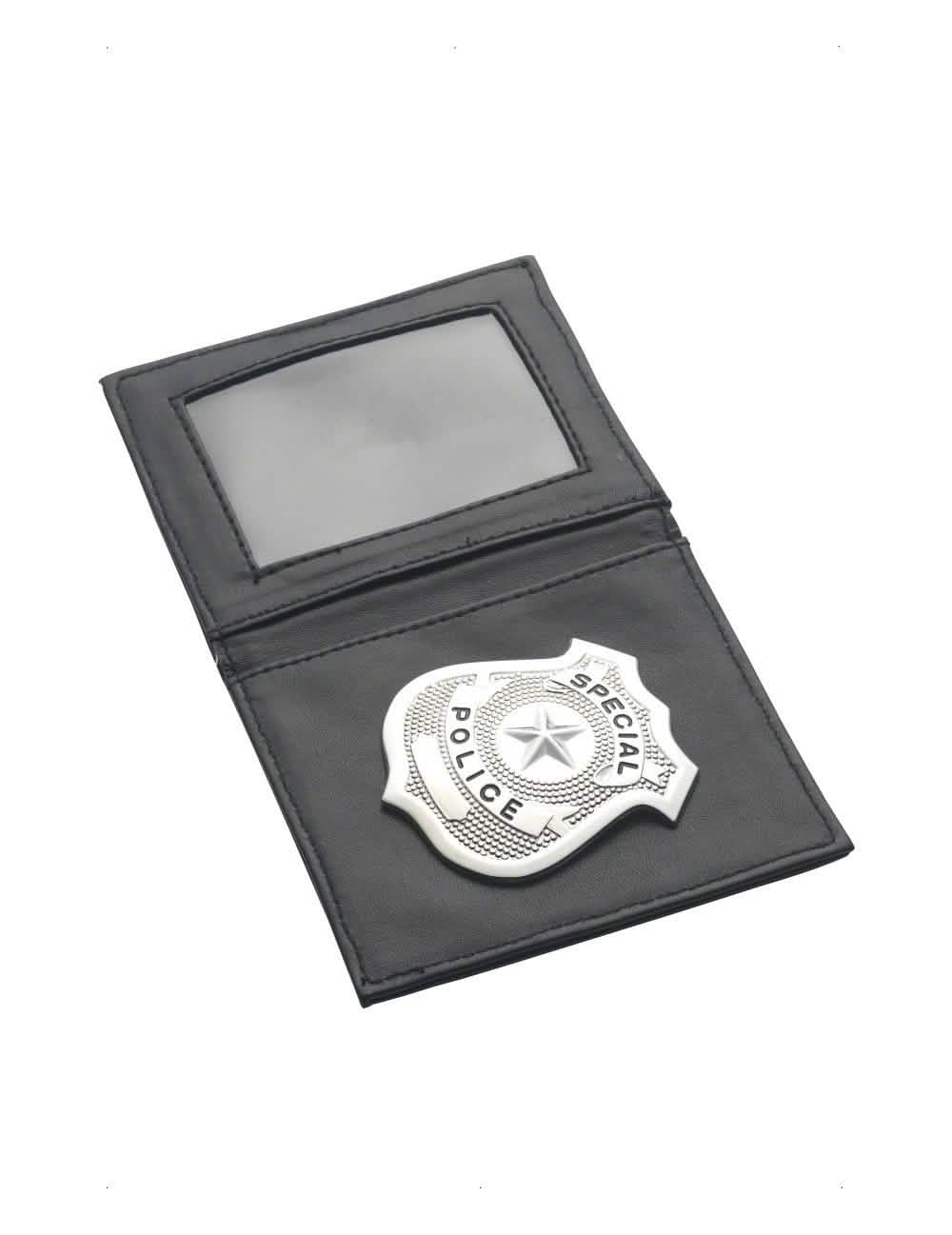 Portefeuille de polícia para adulto preto com insígnia prateada