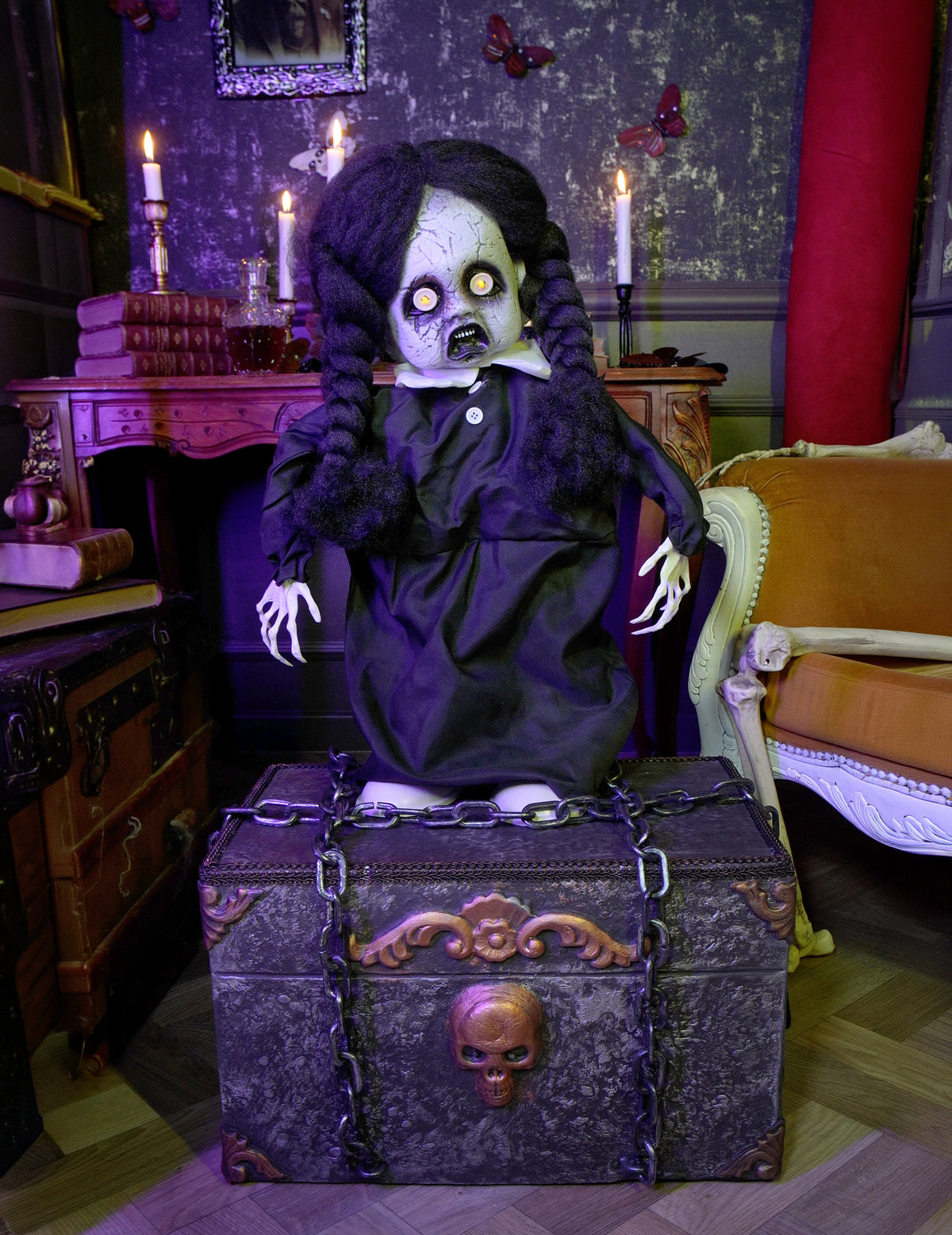 Boneca animada gótica iluminada 92 cm	