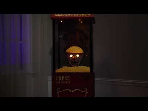Décoration animée Distributeur de Pop-Corn avec Clown Effrayant 1,75m