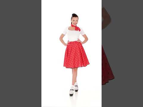 Jupe et foulard rouge à pois années 50 femme