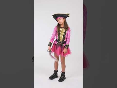 Déguisement Pirate rose et or fille