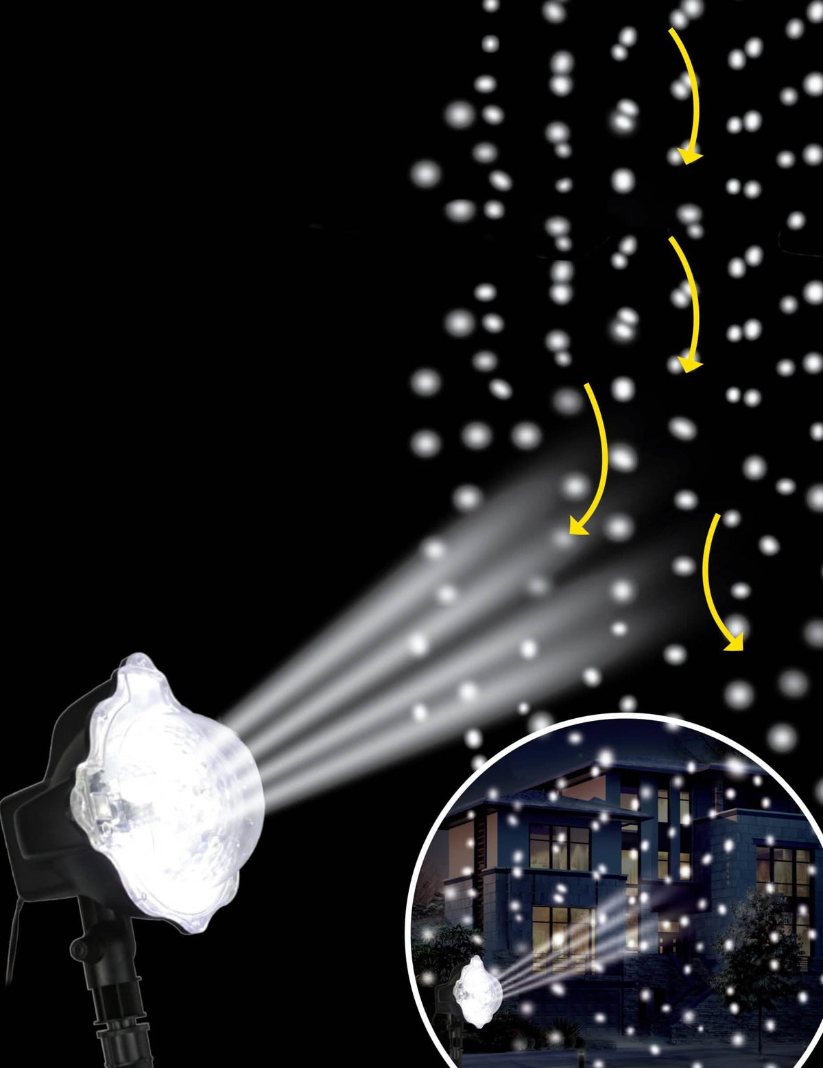 Projetor LED com efeito neve para exterior branco