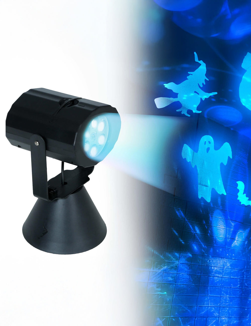 Projecteur led avec base Halloween pour fête noir avec projections bleues