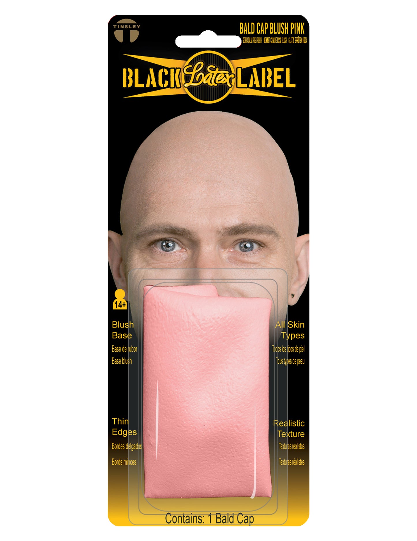 Prótese de careca em látex cor-de-rosa pálido luxo