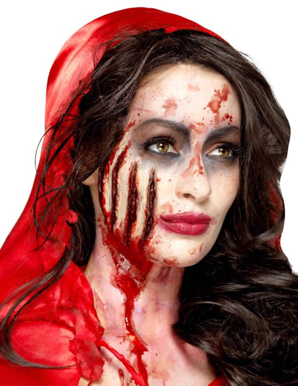 Próteses de látex com cortes para halloween adulto vermelho sangue
