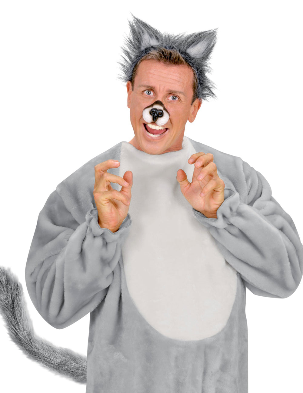 Queue de loup pour adulte grise en fausse fourrure