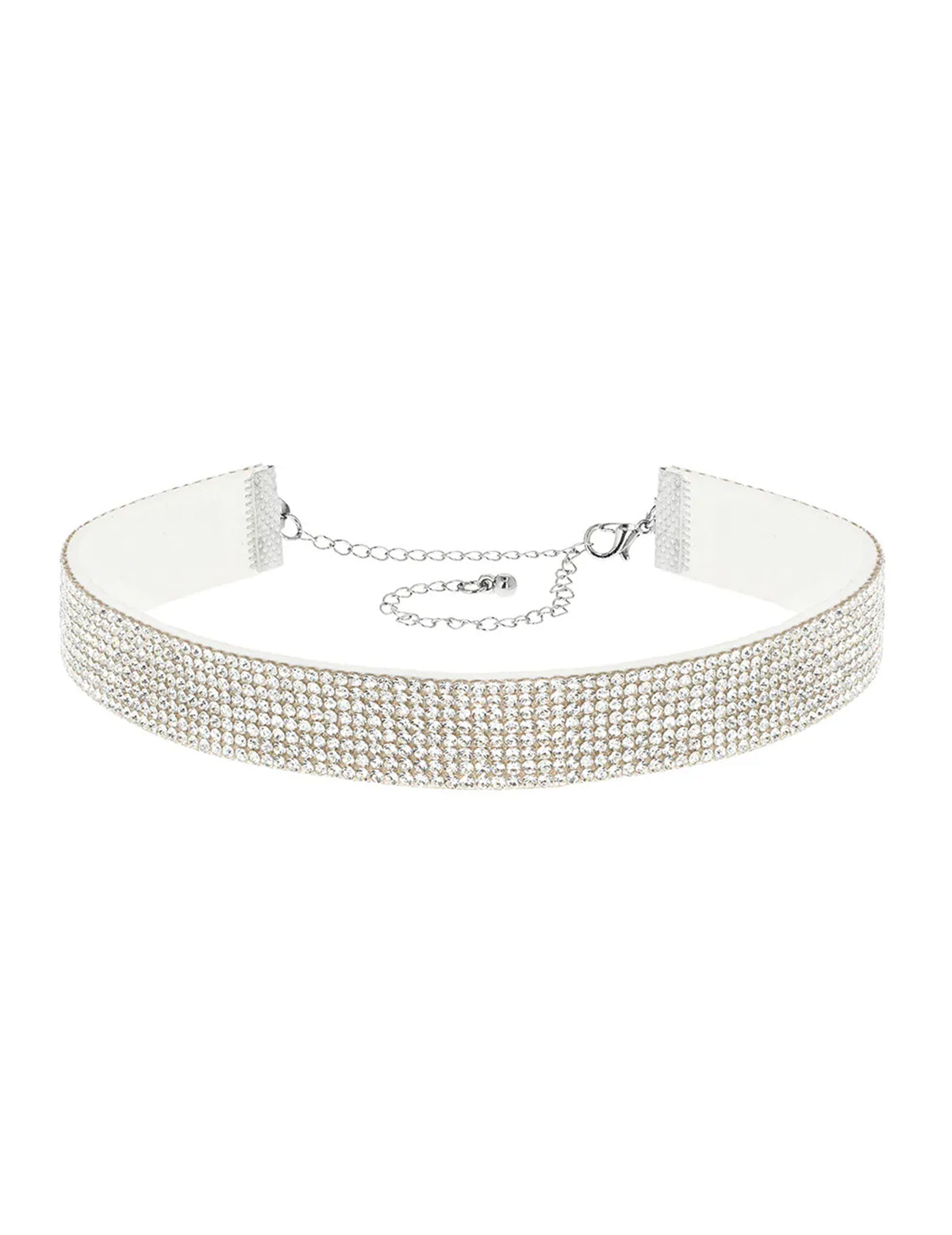 Gargantilha de strass branco para adulto