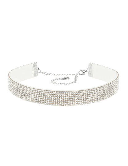 Gargantilha de strass branco para adulto