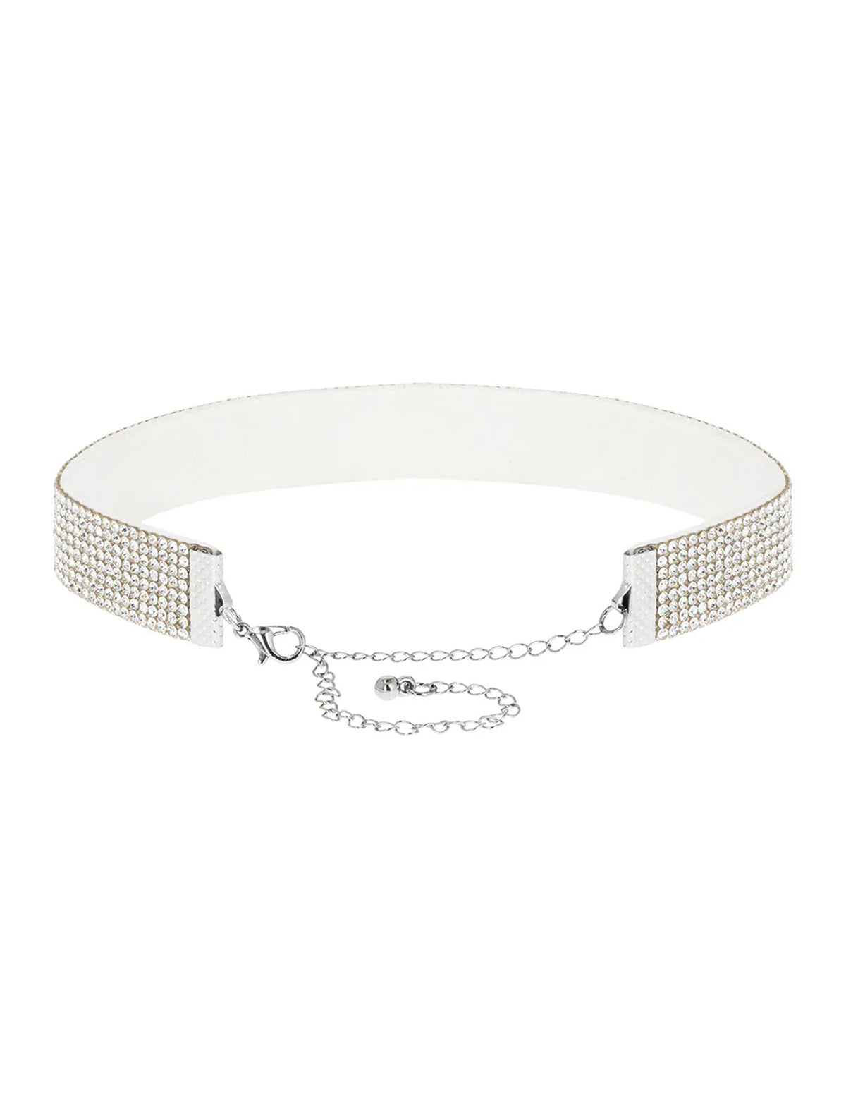 Gargantilha de strass branco para adulto