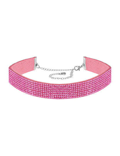 Gargantilha de strass cor-de-rosa para adulto