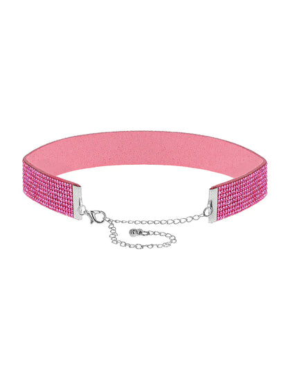 Gargantilha de strass cor-de-rosa para adulto