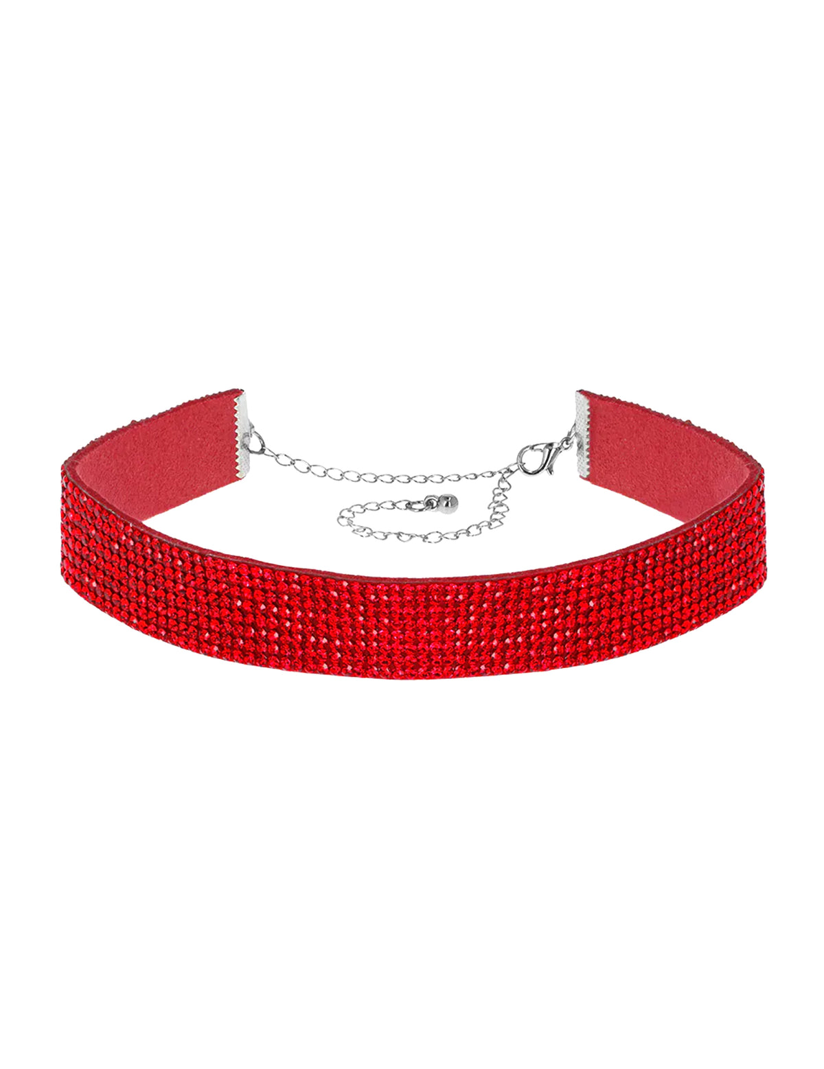 Gargantilha com strass vermelhos para adulto