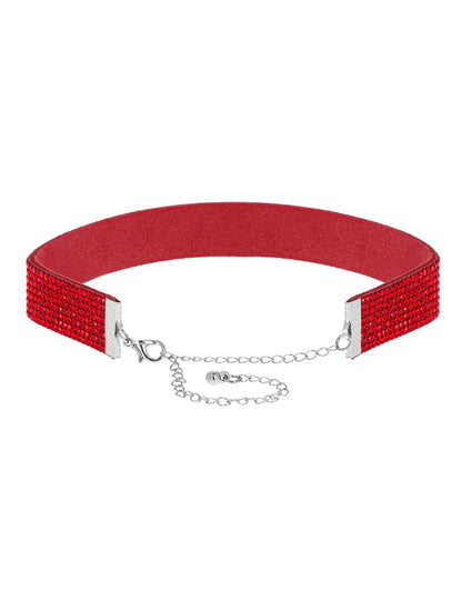 Gargantilha com strass vermelhos para adulto