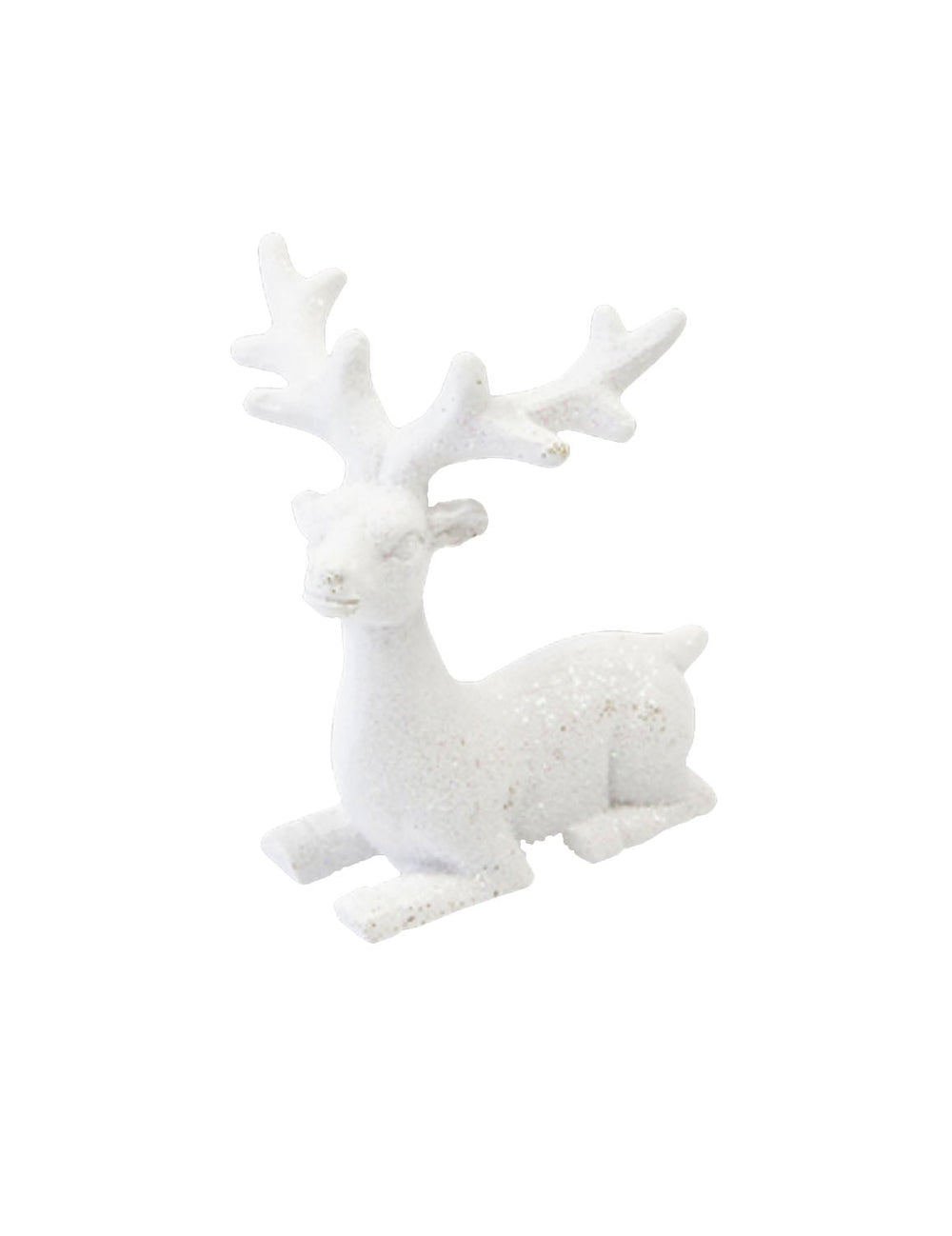 Renne en résine de Noël pour décoration blanc paillette