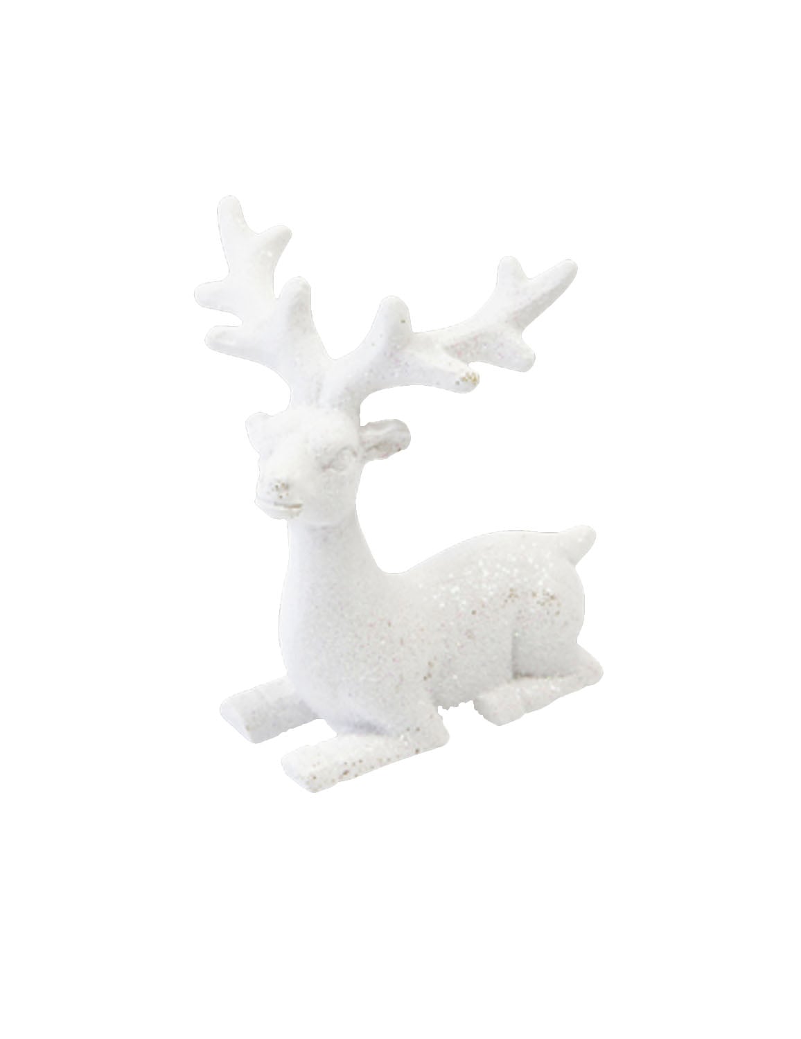 Renne en résine de Noël pour décoration blanc paillette