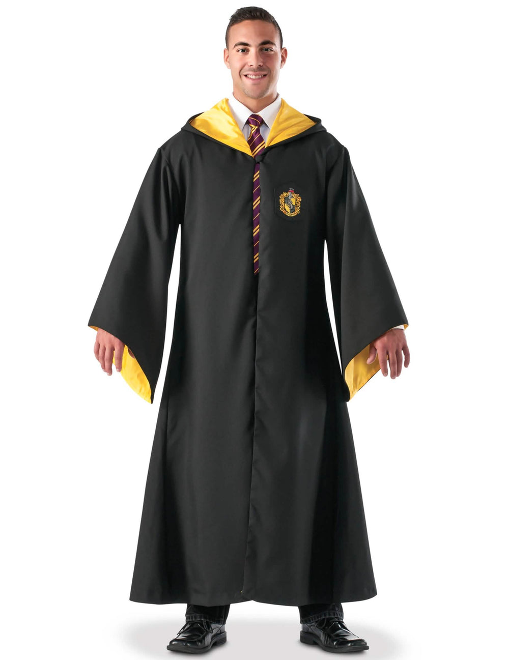 Réplica de luxo de robe de feiticeiro de Lufa-Lufa para adulto preta e amarela