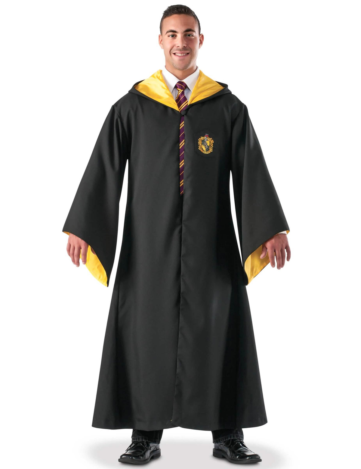 Réplica de luxo de robe de feiticeiro de Lufa-Lufa para adulto preta e amarela