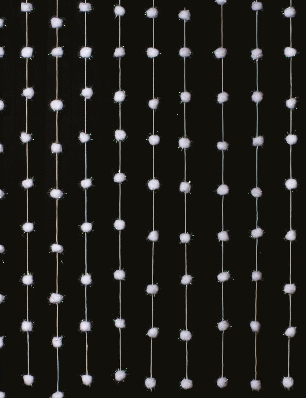 Rideau boules de coton pour décoration blanc