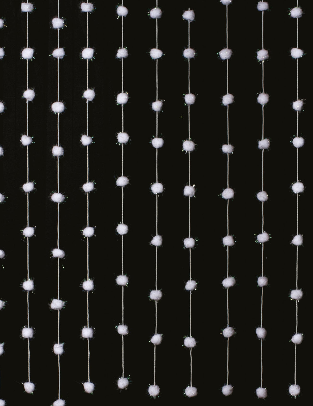 Rideau boules de coton pour décoration blanc