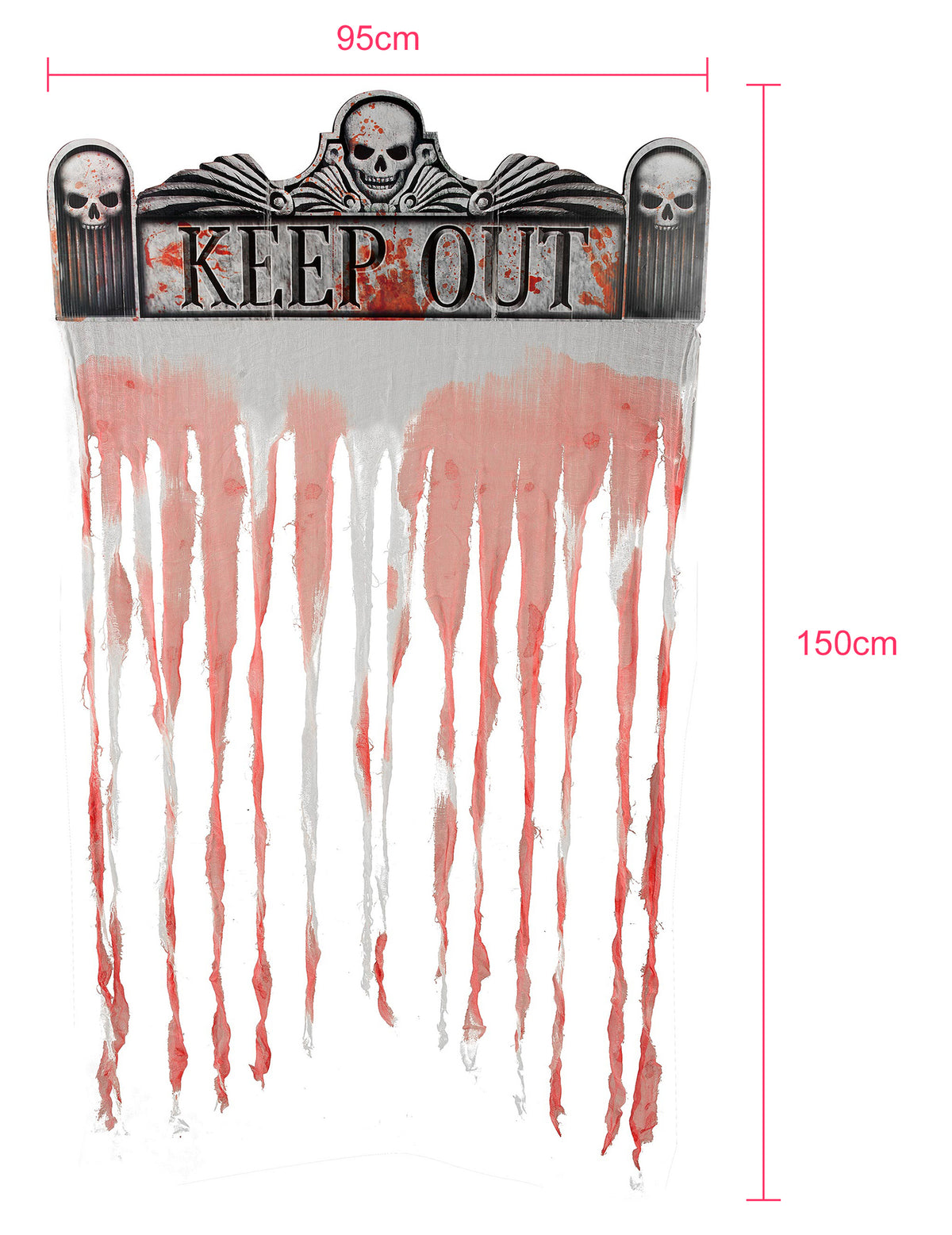 Dimensions du rideau de porte Halloween ensanglanté