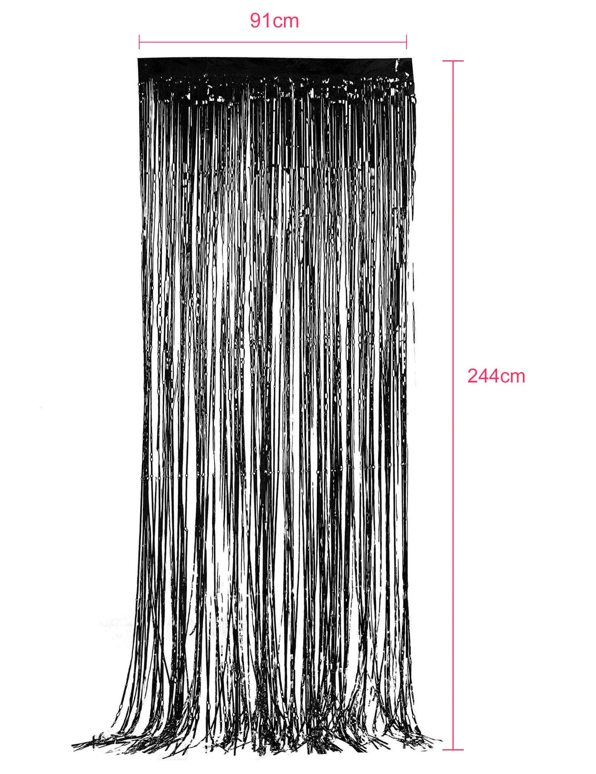 Dimensions et mesures du rideau scintillant noir pour décoration de fête