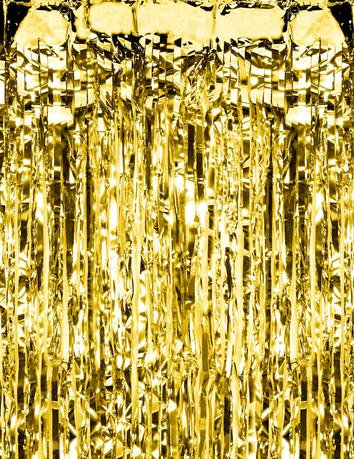 Vue rapprochée de la texture du rideau scintillant pour décoration de fête or