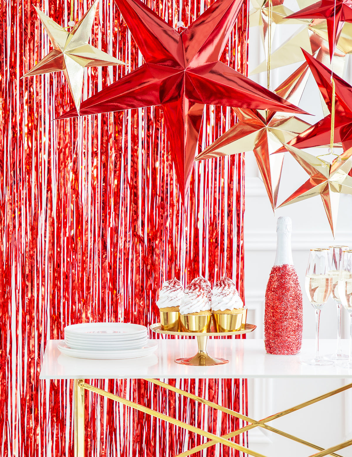 Mise en scène festive du rideau scintillant pour fête