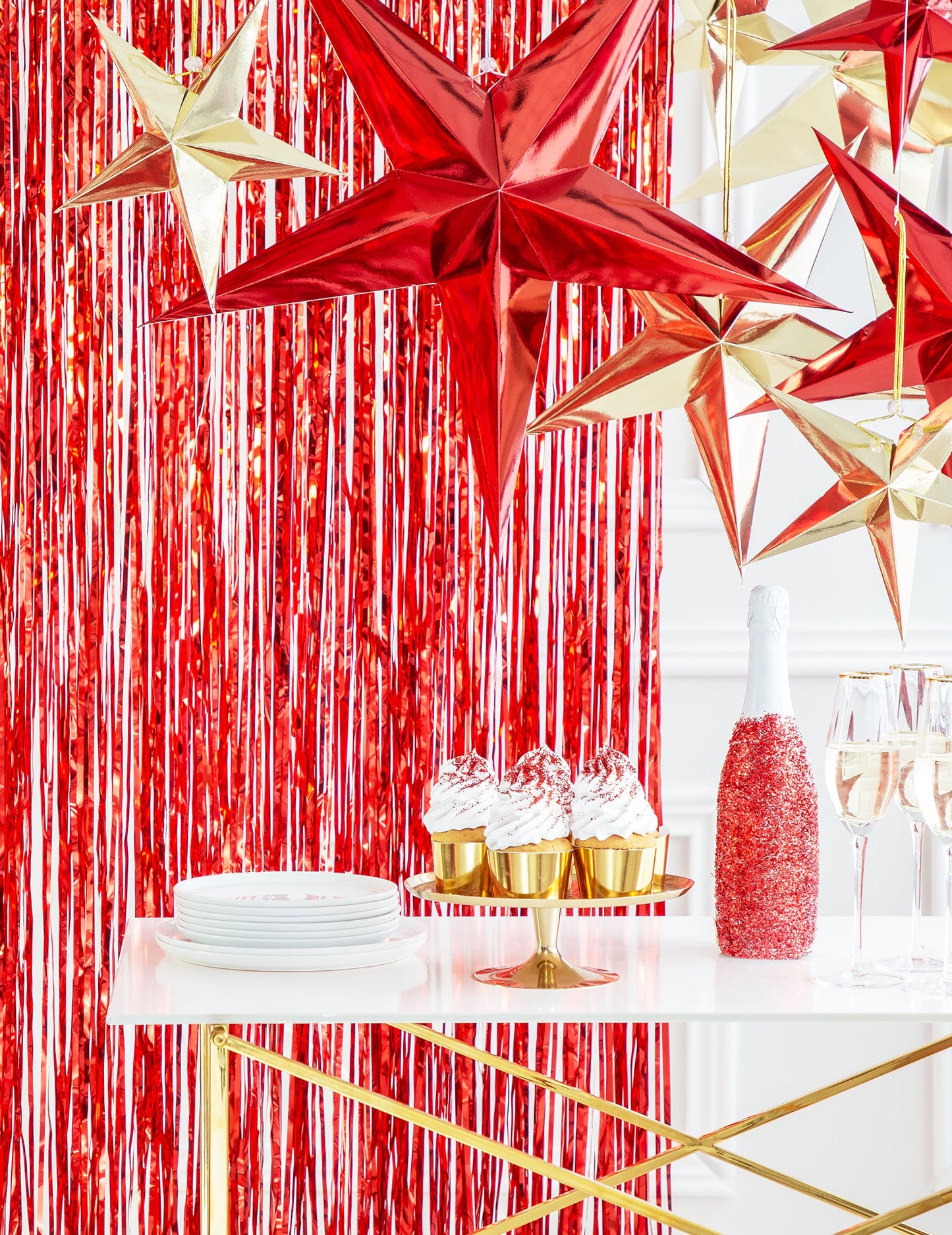 Mise en scène festive du rideau scintillant pour fête