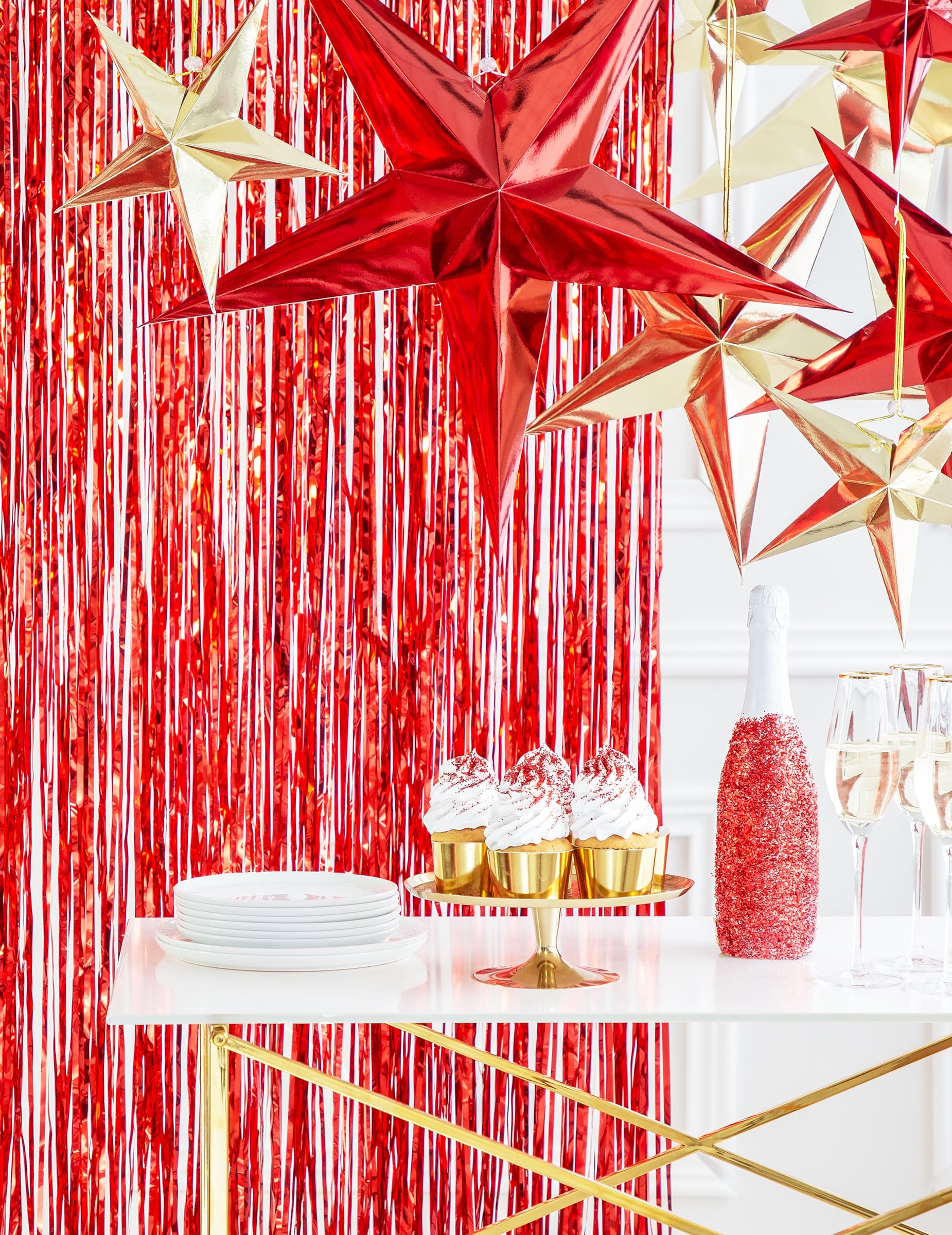 Mise en scène festive du rideau scintillant pour fête