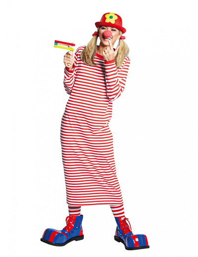 Robe longue à rayures rouges et blanches pour femme rouge et blanc