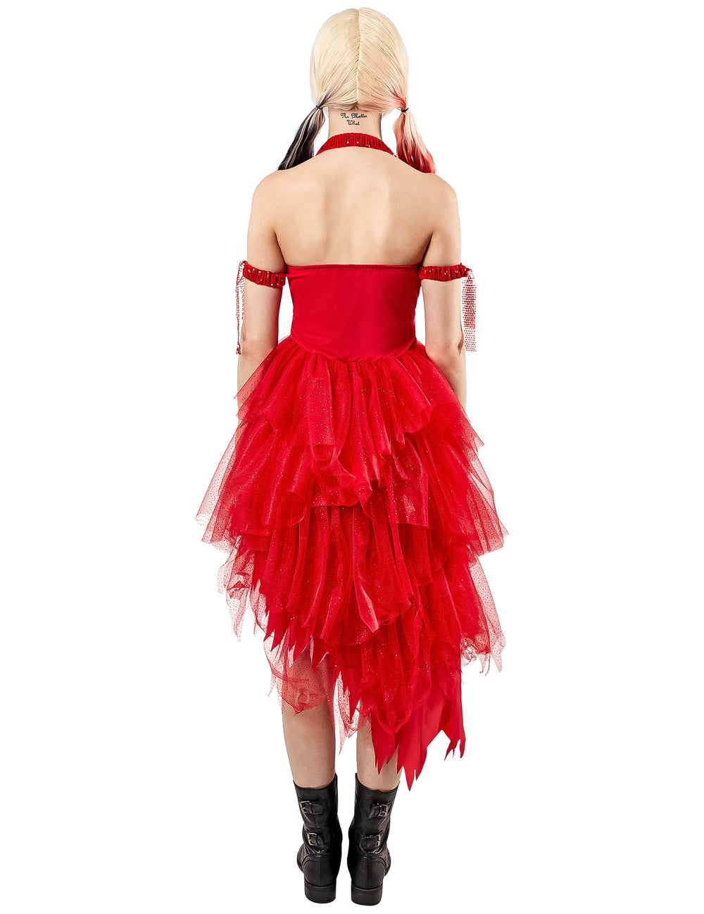 Vue de dos de la robe rouge Harley Quinn Suicide Squad 2