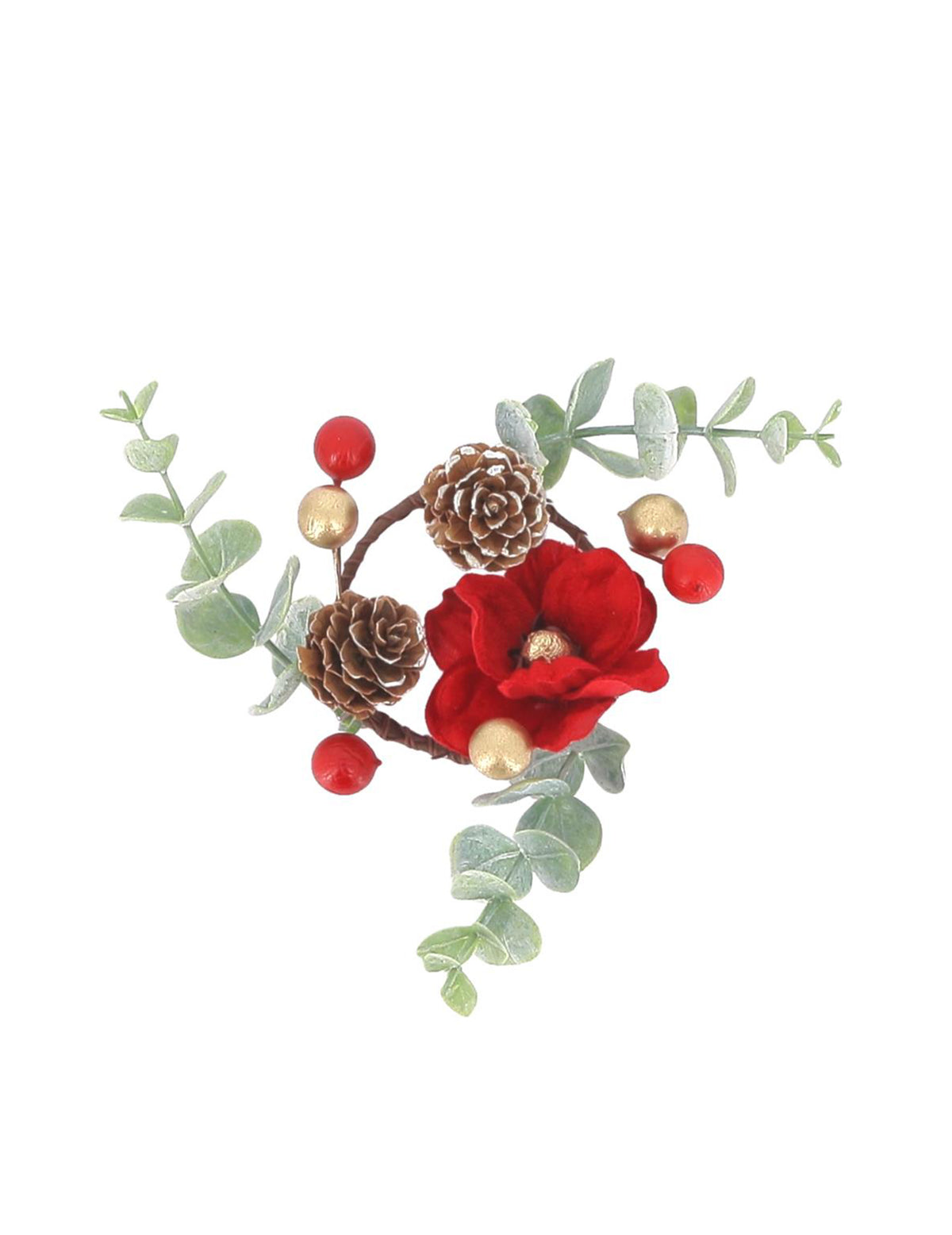 Porta-guardanapo Elegance veludo vermelho verde e dourado 13 cm